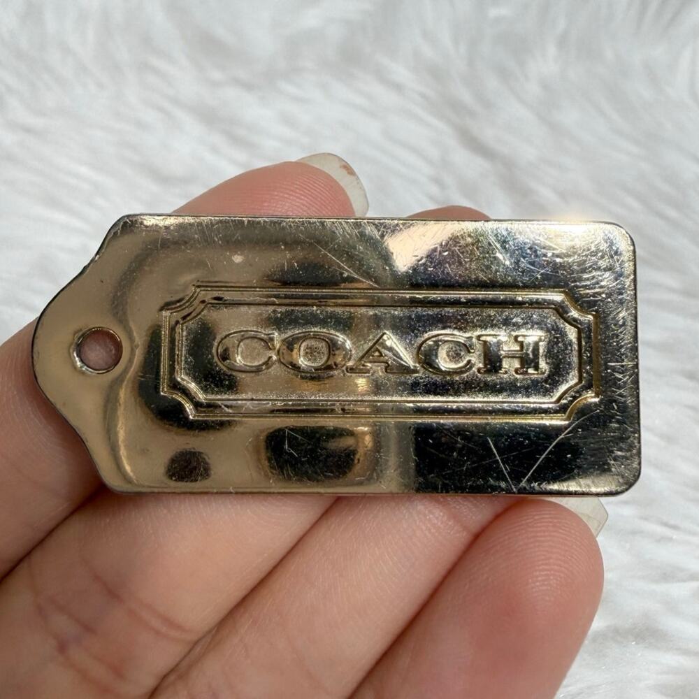 1.5" y2k COACH Gold Metal Fob Bag Charm Hang tag Hangtag